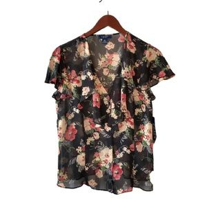 NWT- Chaps Button Down Sheer Top -M